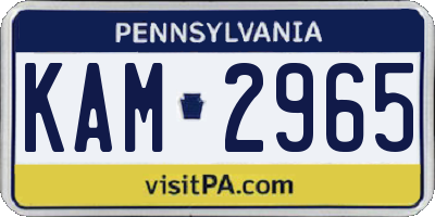 PA license plate KAM2965