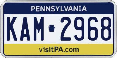 PA license plate KAM2968