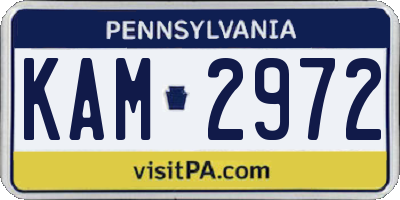 PA license plate KAM2972