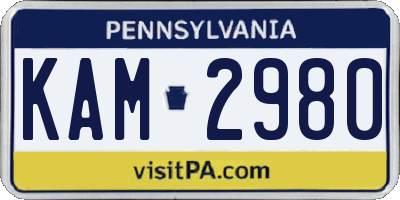 PA license plate KAM2980