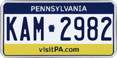 PA license plate KAM2982