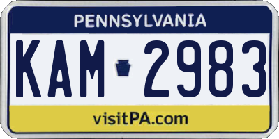 PA license plate KAM2983