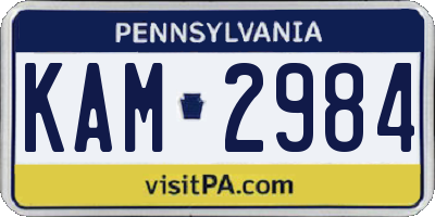 PA license plate KAM2984