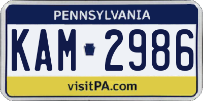 PA license plate KAM2986