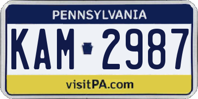 PA license plate KAM2987