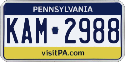 PA license plate KAM2988