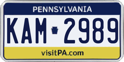 PA license plate KAM2989