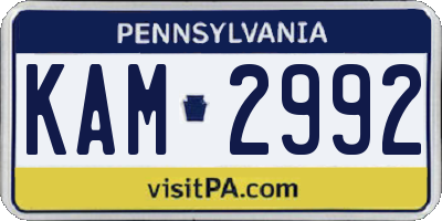 PA license plate KAM2992