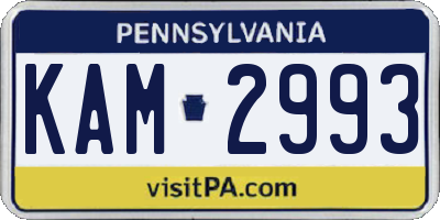 PA license plate KAM2993