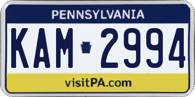 PA license plate KAM2994