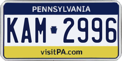 PA license plate KAM2996