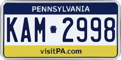 PA license plate KAM2998