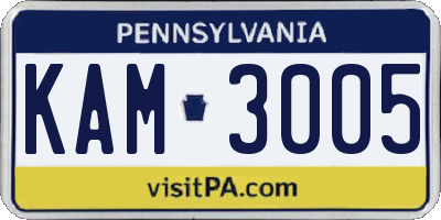 PA license plate KAM3005