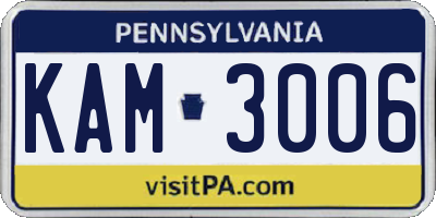 PA license plate KAM3006