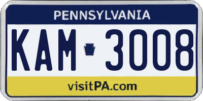 PA license plate KAM3008