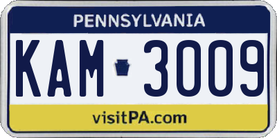 PA license plate KAM3009