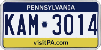 PA license plate KAM3014
