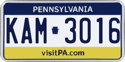 PA license plate KAM3016