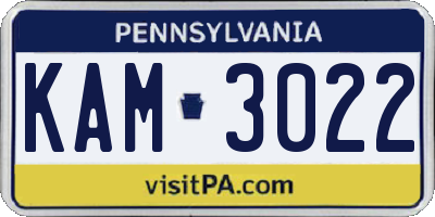 PA license plate KAM3022