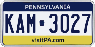 PA license plate KAM3027