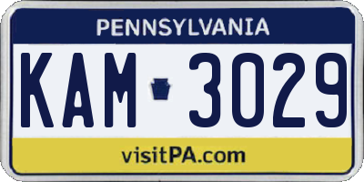 PA license plate KAM3029
