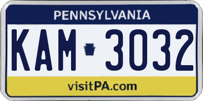PA license plate KAM3032