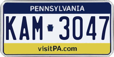 PA license plate KAM3047