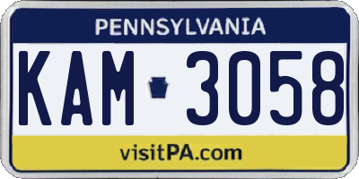 PA license plate KAM3058