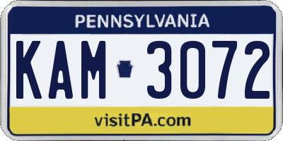 PA license plate KAM3072
