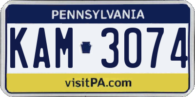 PA license plate KAM3074