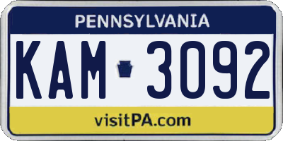PA license plate KAM3092