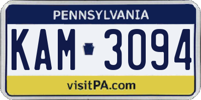 PA license plate KAM3094