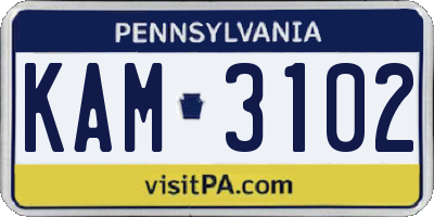 PA license plate KAM3102