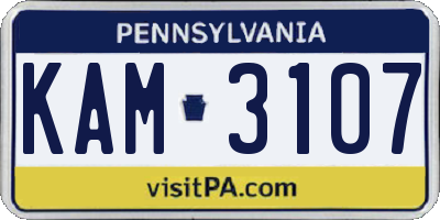 PA license plate KAM3107