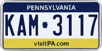 PA license plate KAM3117