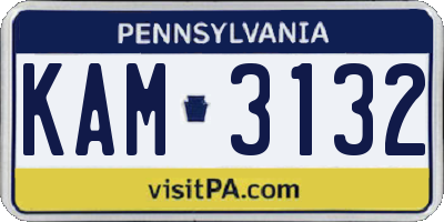 PA license plate KAM3132