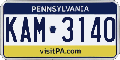 PA license plate KAM3140
