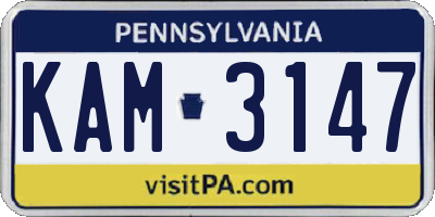 PA license plate KAM3147