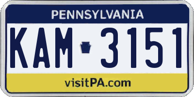 PA license plate KAM3151