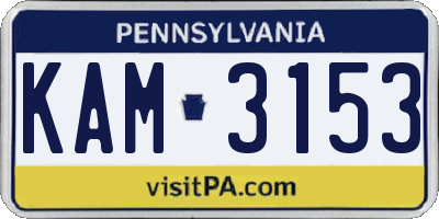PA license plate KAM3153