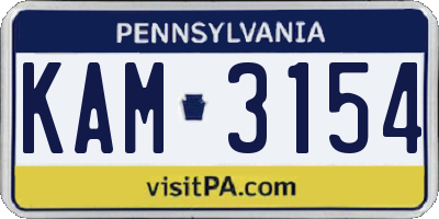PA license plate KAM3154