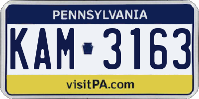 PA license plate KAM3163