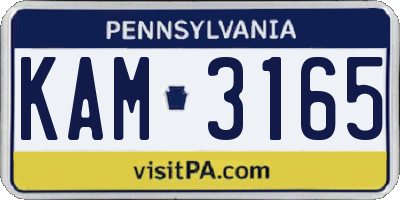PA license plate KAM3165