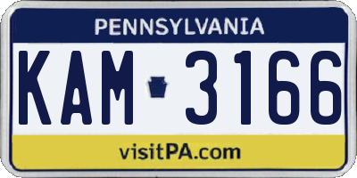 PA license plate KAM3166