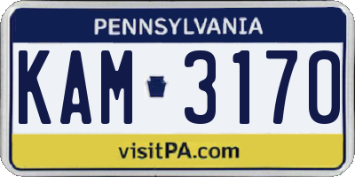 PA license plate KAM3170