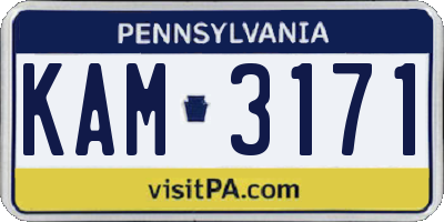 PA license plate KAM3171