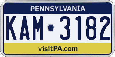 PA license plate KAM3182
