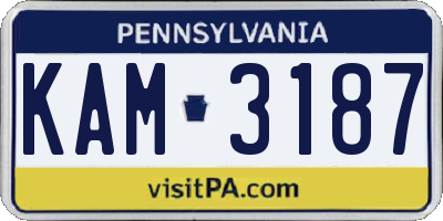 PA license plate KAM3187