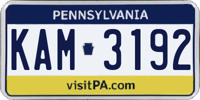 PA license plate KAM3192