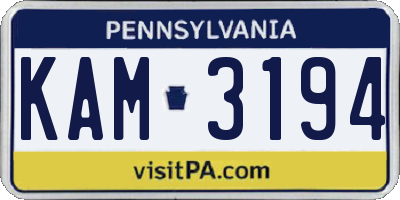 PA license plate KAM3194